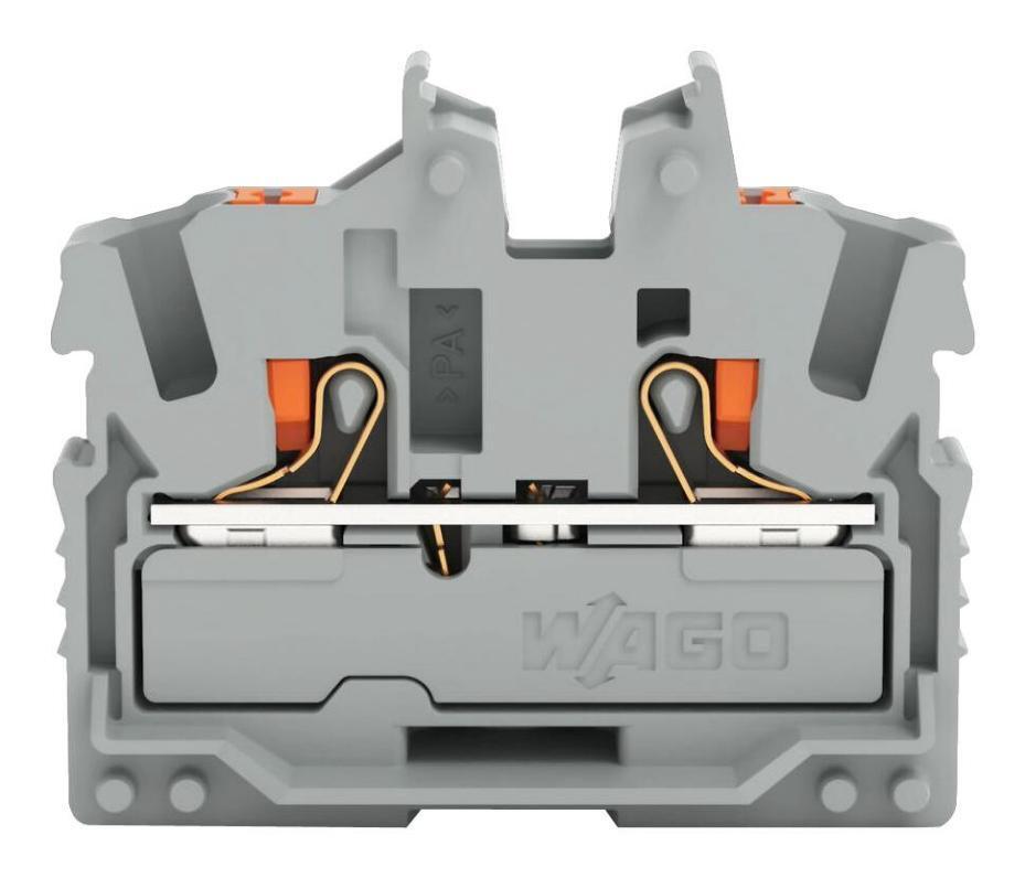 2 Conduttori Miniatura Attraverso din Ferroviario Morsettiera Pulsante 22 Awg