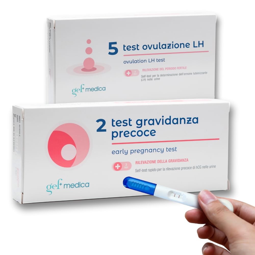 Gef Medica - Kit Fertilità Donna: 2 Test di Gravidanza Ultrasensibili HCG + 5