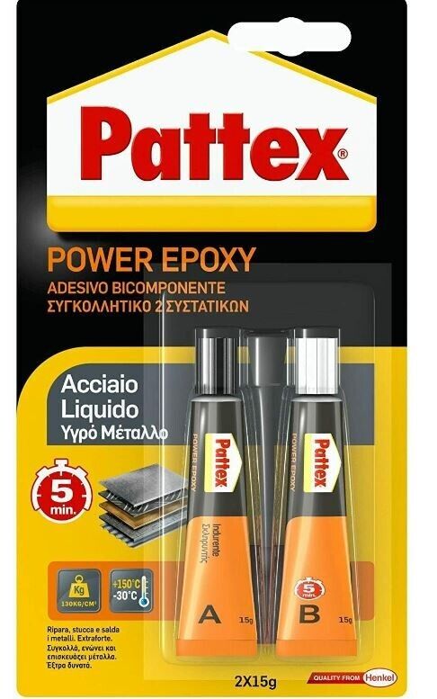 Pattex Power Epoxy Adesivo Bicomponente Acciaio Liquido Ripara Stucca Salda