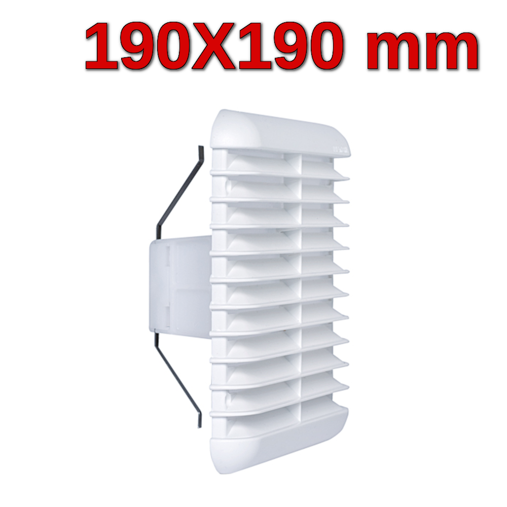 Griglia in plastica quadrata 190x190mm con molla e rete - presa aria cucina