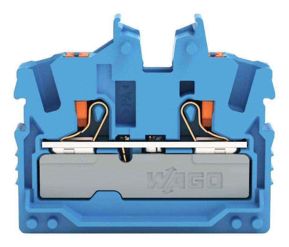 2 Conduttori Miniatura Attraverso din Ferroviario Morsettiera Push IN Gabbia Blu