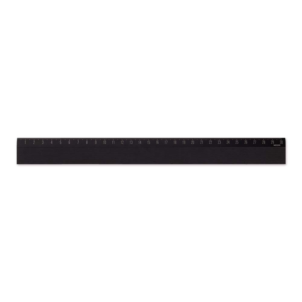 Midori 42279006 Aluminum Ruler, 11.8 inches (30 cm), Non-Slip, Black (black)
