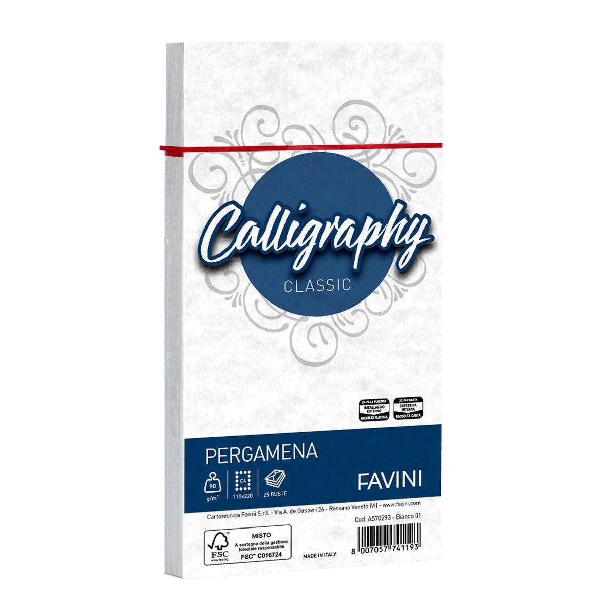 Favini Calligraphy buste pergamena 11x22 cm conf da 25 pz carta da 90 gr/mq colo
