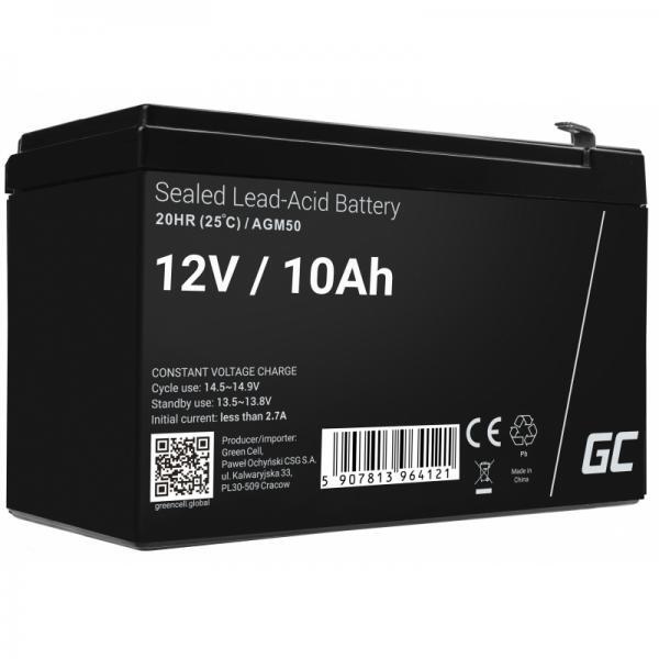 Green Cell AGM Battery Lead Acid 12V 10Ah Maintenance Free for UPS and - Batteri