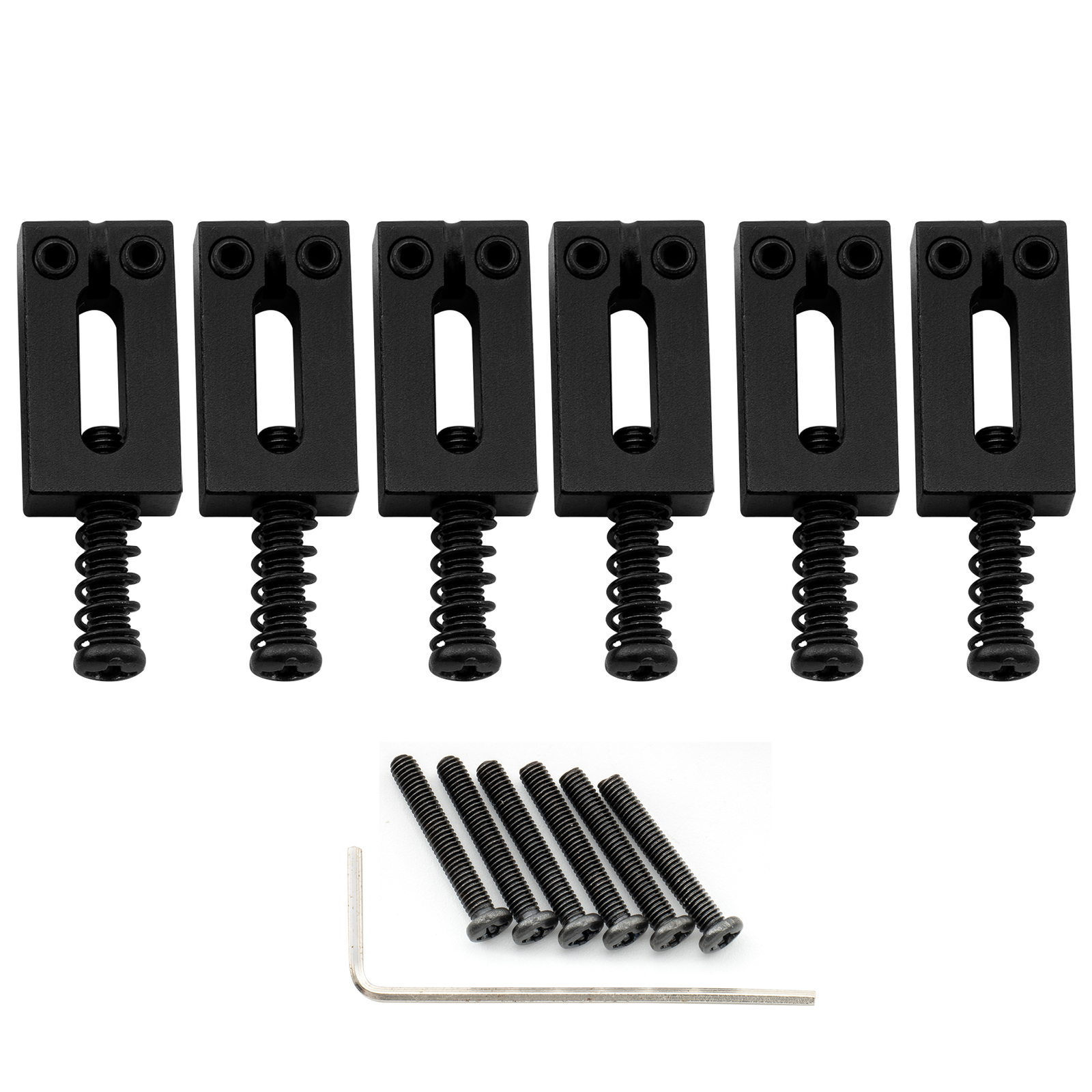 Musiclily Ultra 6Pcs Black 10.5mm Modern Brass Saddles Set For Strat Tele Guitar