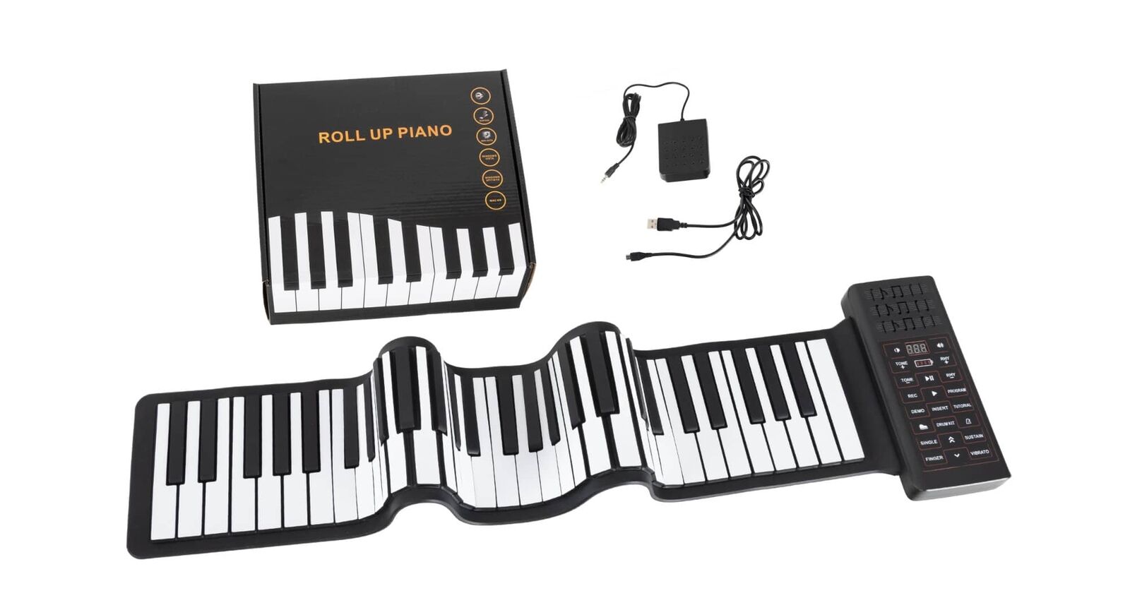 Tastiera Pianola Musicale Arrotolabile 61 Tasti Pianoforte USB MIDI Portatile