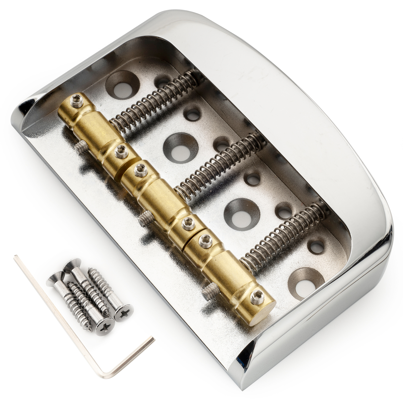 Musiclily Ultra Chrome Alu Plate Brass 3-Saddle Short Vintage Bridge For Tele