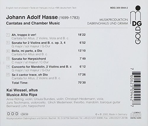 Bella Mi Parto: Cantatas & Chamber Music by J. A. Hasse [Audio CD]