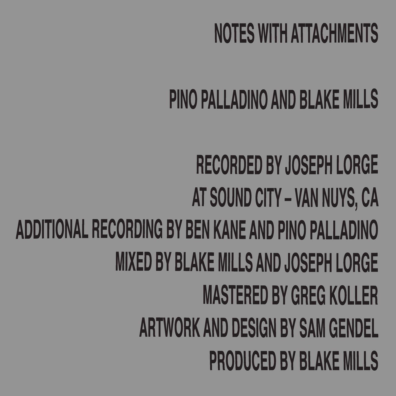 Pino Palladino & Blake Mills Notes With Attachments (Vinyl LP) 12" Album