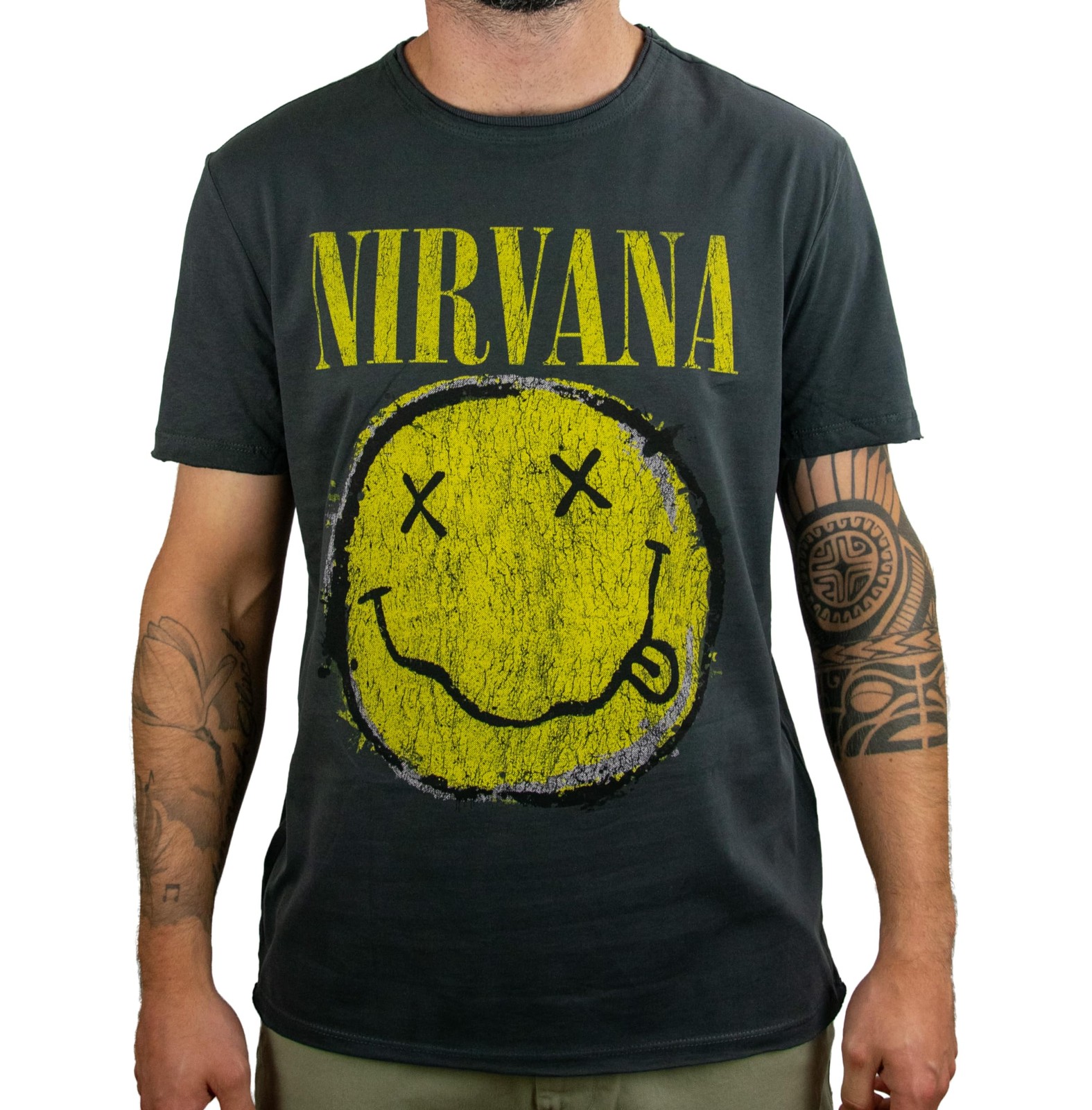 NIRVANA Nirvana Worn Out Smiley Amplified Vintage Xl Charcoal (Vinyl LP)