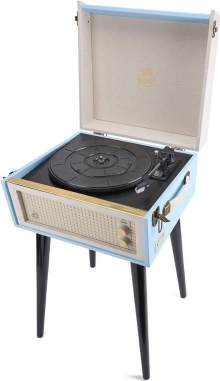 Audio & Hi-Fi GPO BERMUDABLU: Classic Retro-Style Turntable With Mp3, Usb, Built