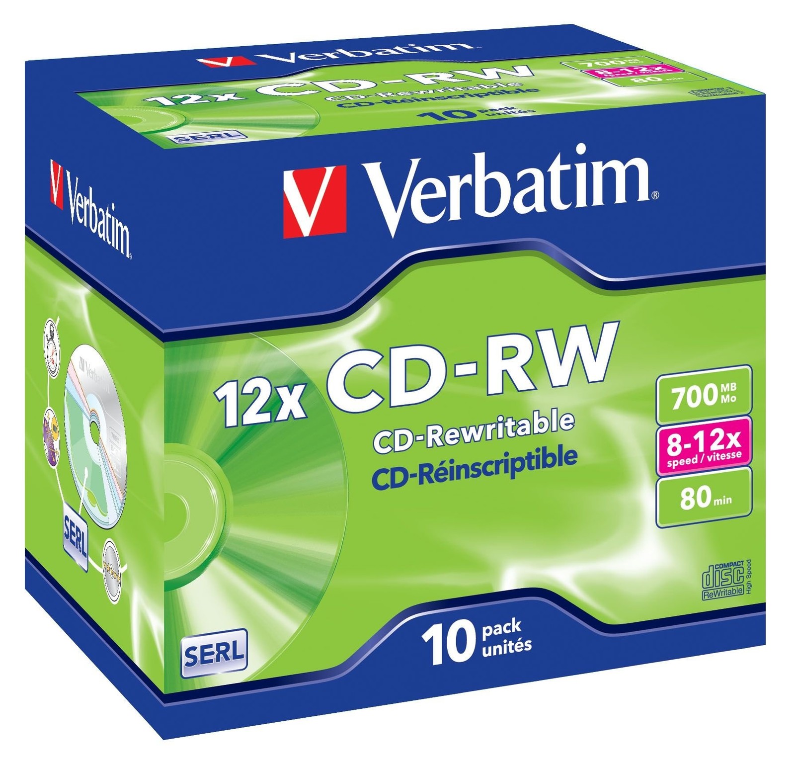 Verbatim Verbatim CD-RW 700MB, Pack de 10 Unidades (CD)