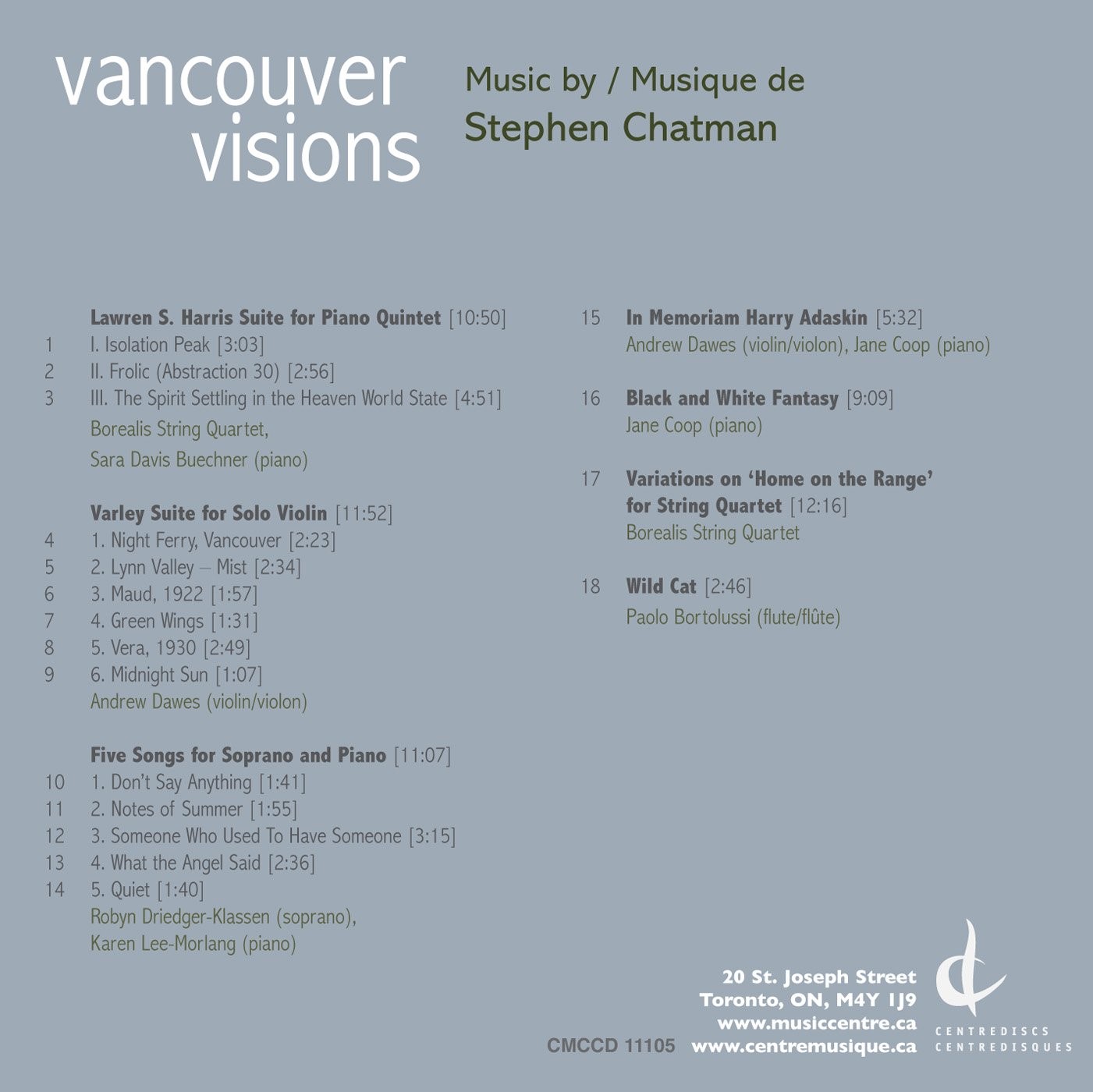 STEPHEN CHATMAN Vancouver Visions (CD)