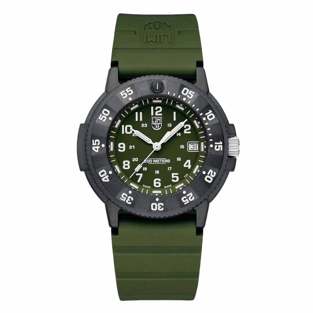 Luminox 43mm Originale Navy Seal 3000 Verde/Quadrante Bianco Verde NBR