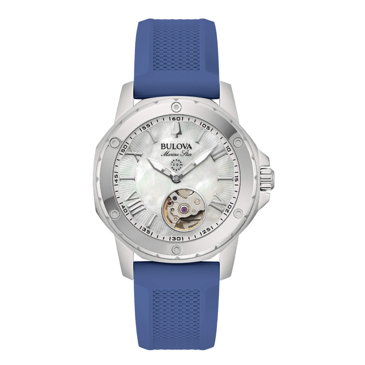 Orologio Bulova Marine Star Lady Automatic Madreperla Silicone Blu 96L324