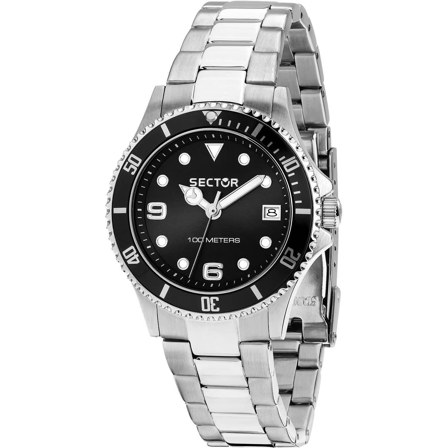 Orologio Sector 230 R3253161548 Diver Watch Donna 35mm Nero Acciaio data