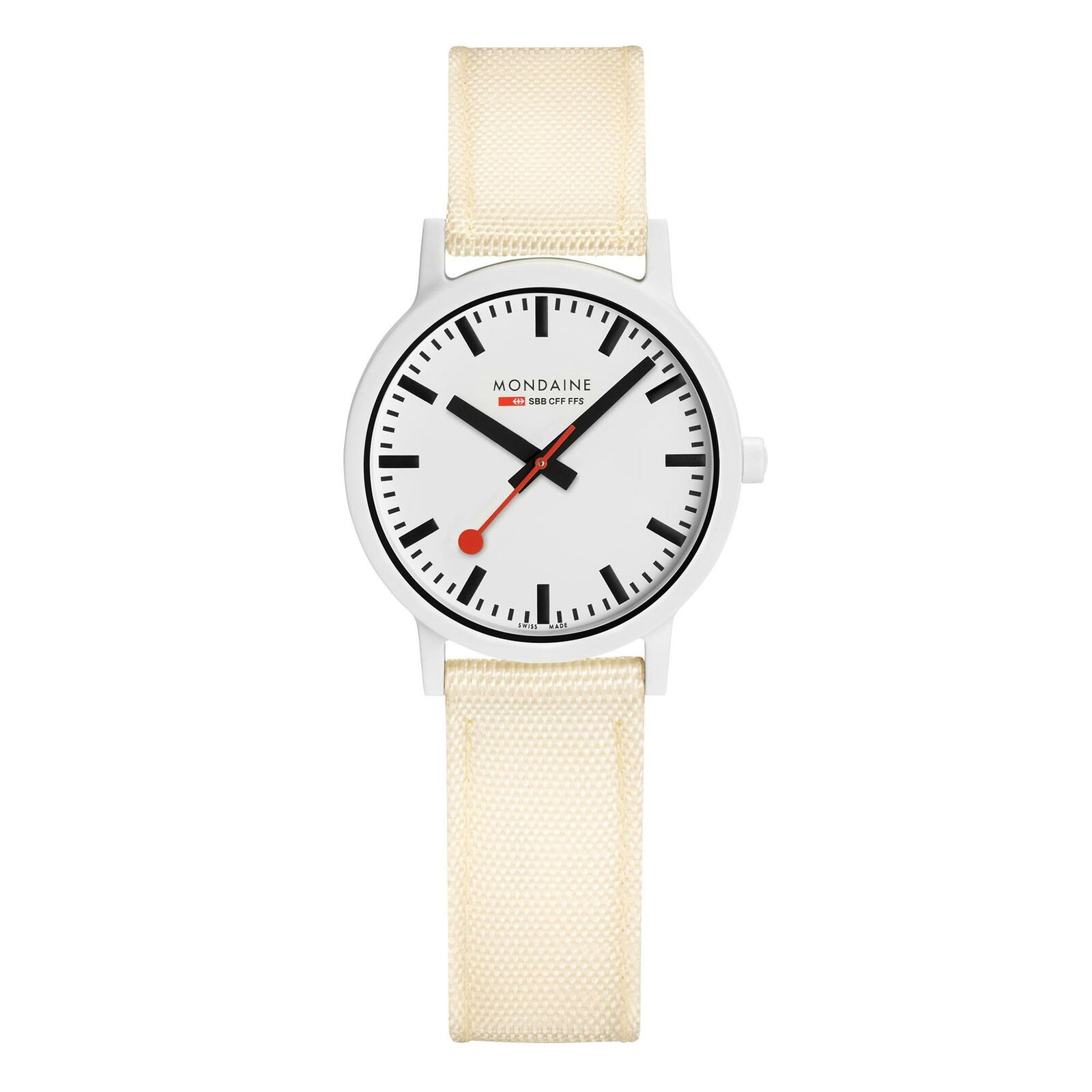 Orologio donna sostenibile Mondaine Essence movimento al quarzo quadrante bia...