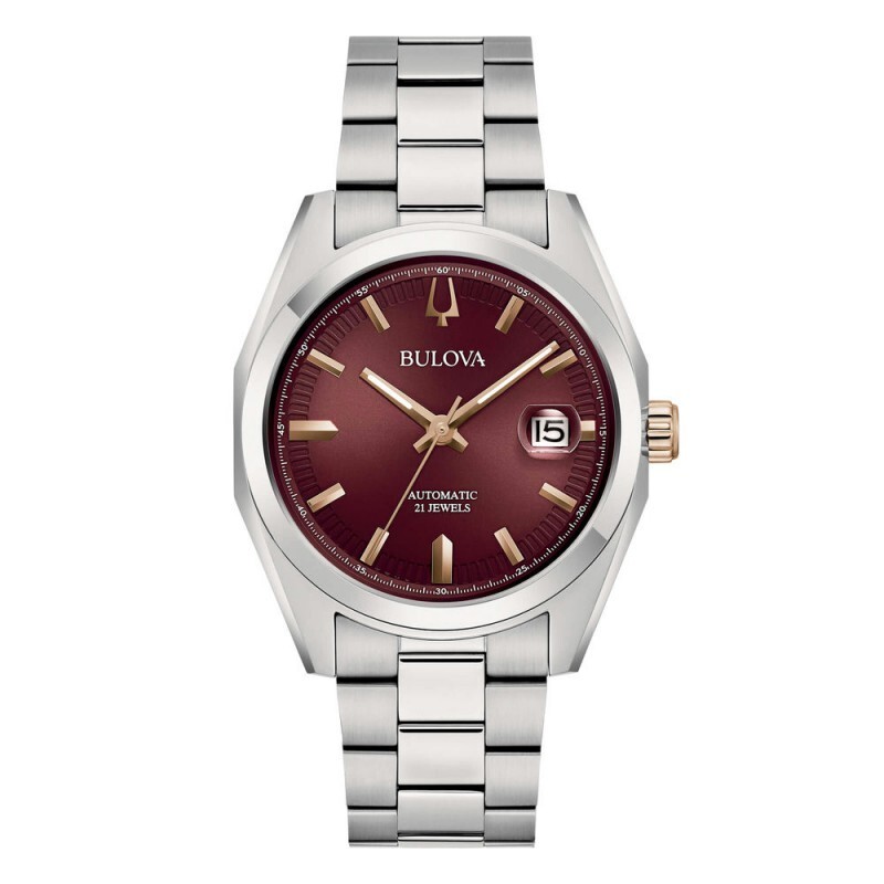 Orologio Bulova Uomo Acciaio Automatico Quadrante Bordeaux _98B422