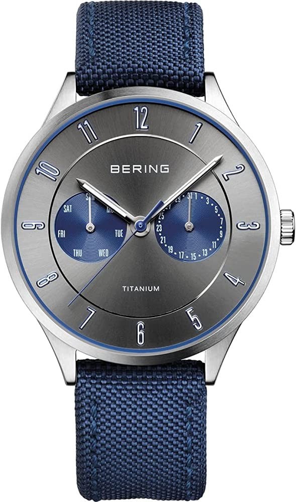 BERING Men's Quartz Movement Watch - Titanium Collection with Titanium and Sapph