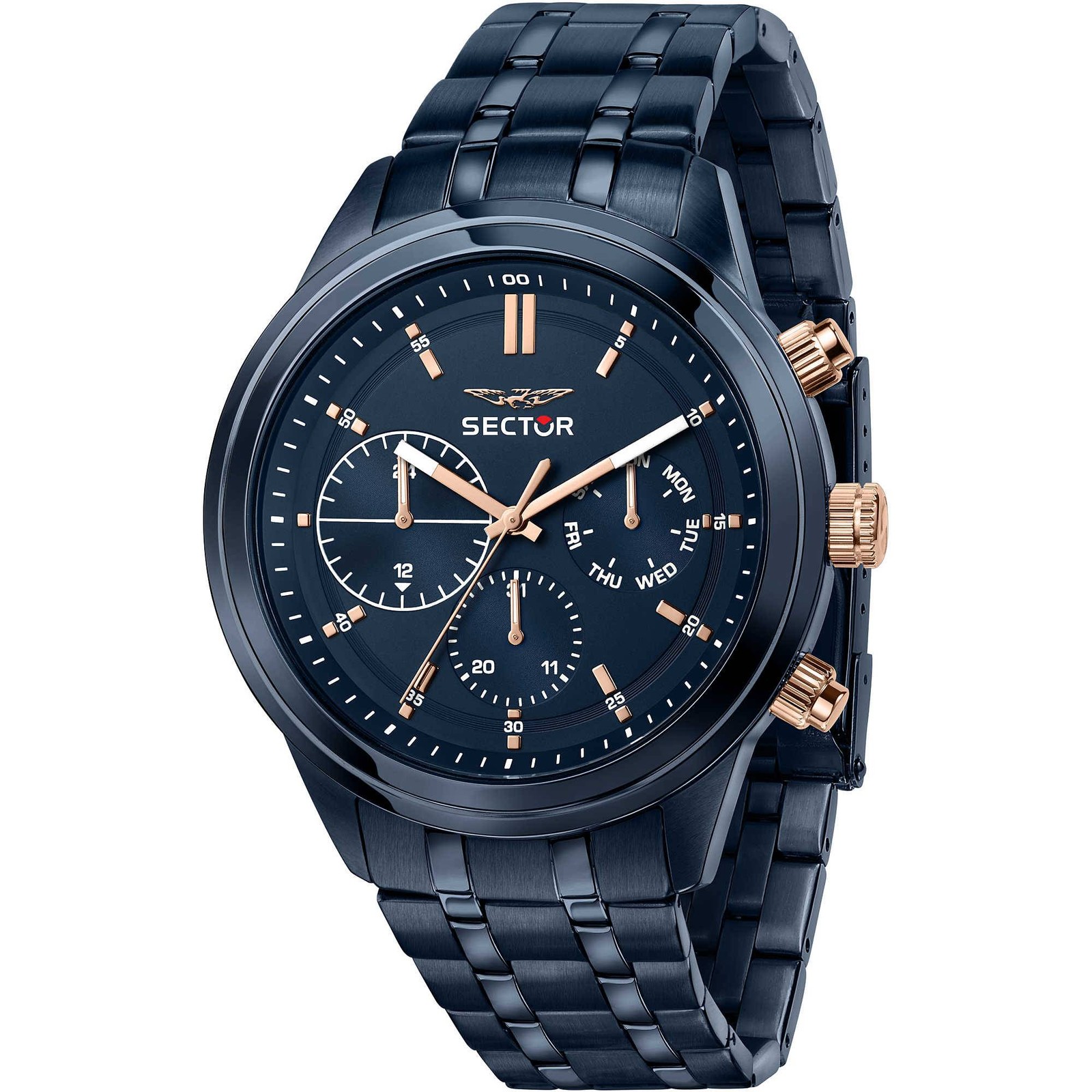 Orologio Sector 670 R3253540005 Watch Multifunzione Acciaio Blu Oro rosa Uomo