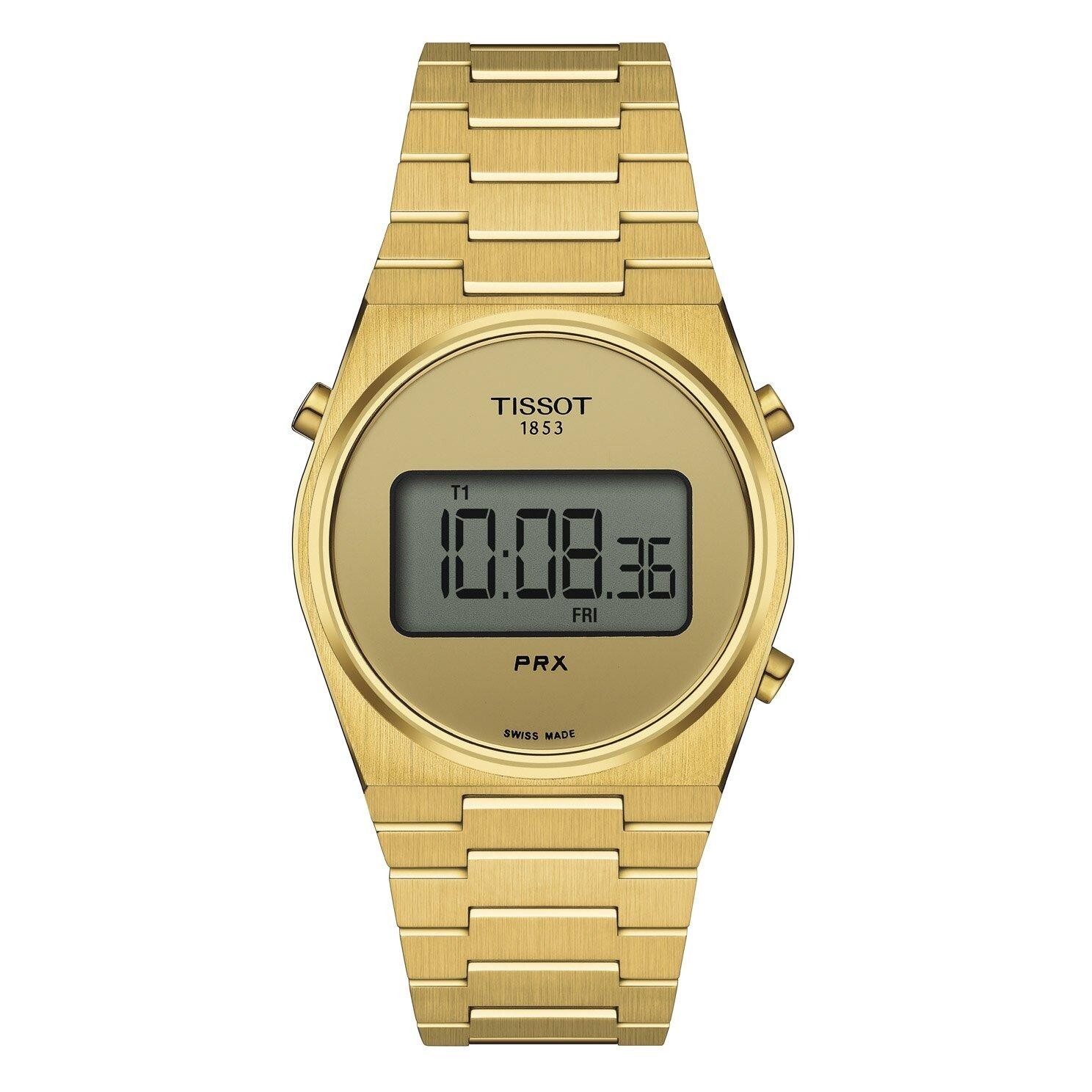 Orologio Tissot PRX Digital T1372633302000 Watch Dorato 35mm Nuovo Gold
