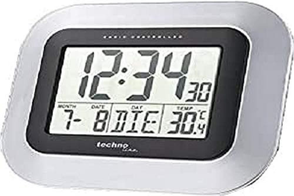 Technoline WS 8005 Radio Controlled Wall Clock Black,Silver - Alarm Clocks (228