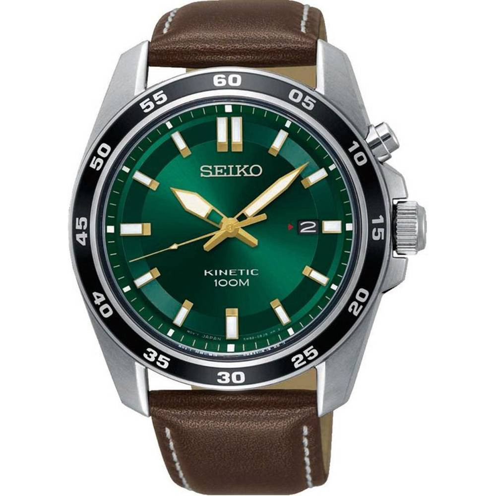 Orologio Seiko Kinetic SKA791P1 Watch Pelle Marrone Verde Uomo Automatico