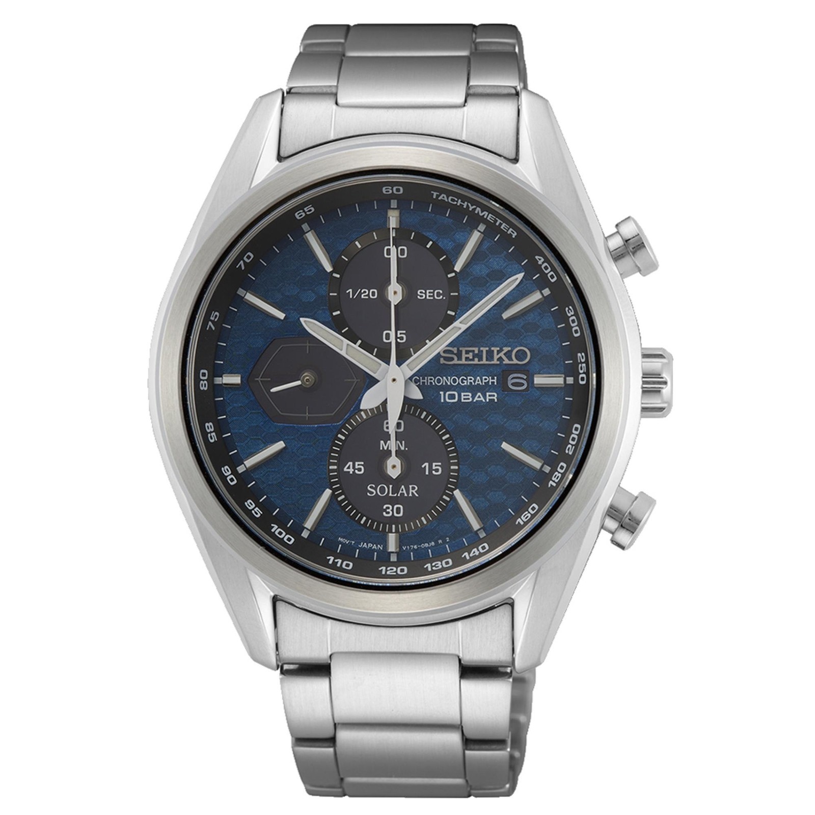 Orologio Uomo Seiko Conceptual Solar Quartz Quadrante Blu Bracciale Acciaio...
