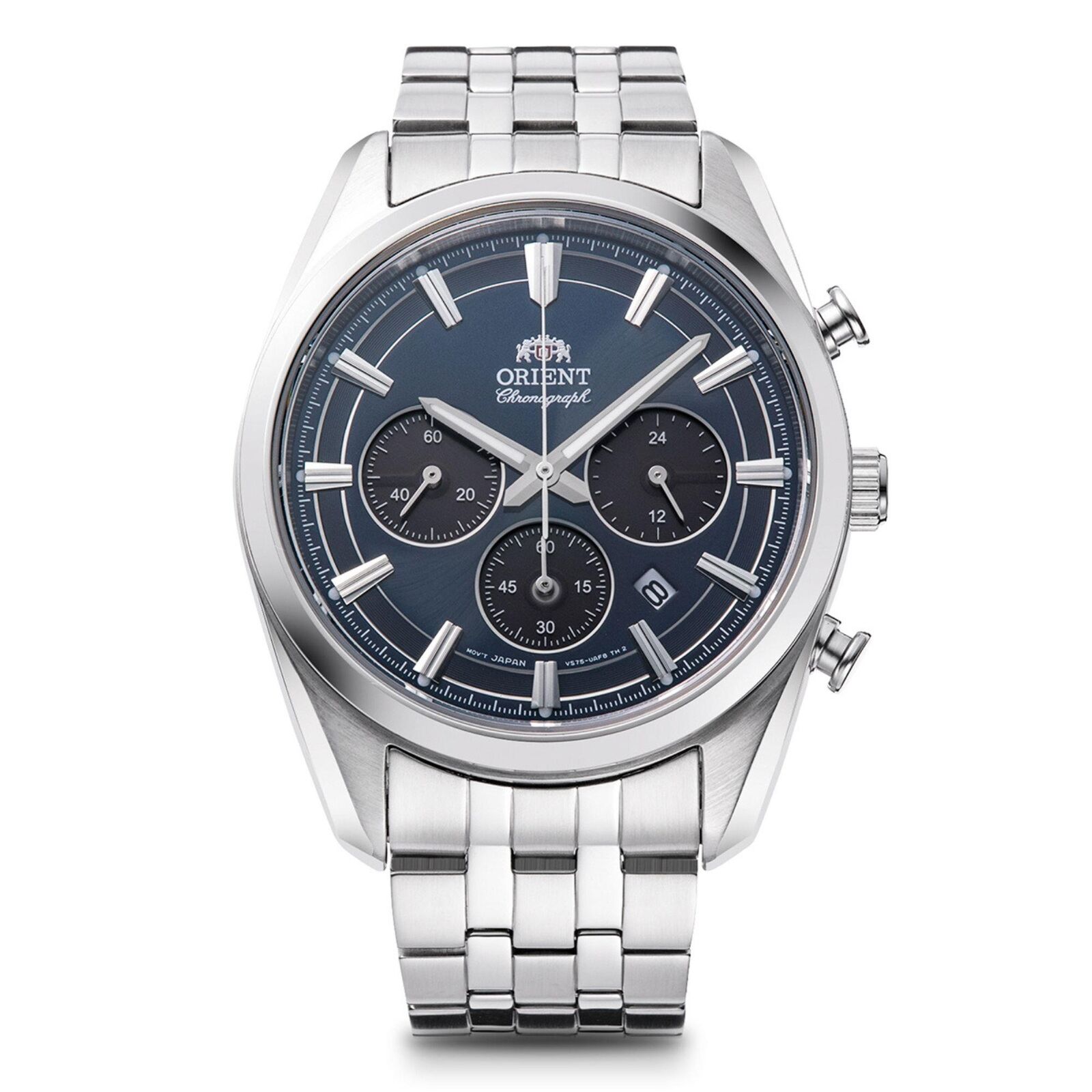 Orologio Uomo Orient Stretto Solar Chronograph 40mm Quadrante Blu Navy RA-TX0...