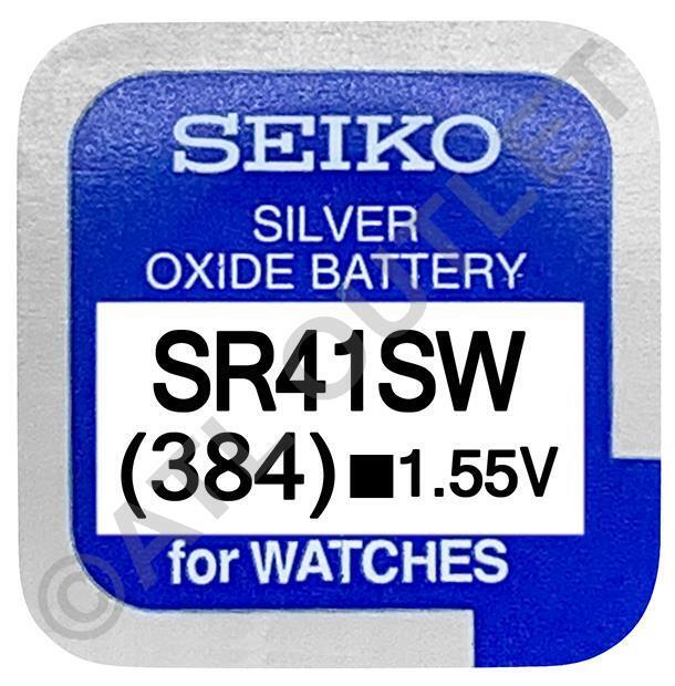 Seiko 384 SR41SW 1.55v Argento Ossido,senza Mercurio Batteria Orologio - Made IN