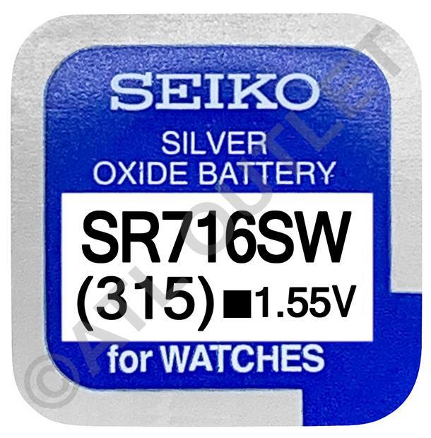 Seiko 315 SR716SW 1.55v Ossido D'Argento, senza Mercurio Batteria Orologio - IN