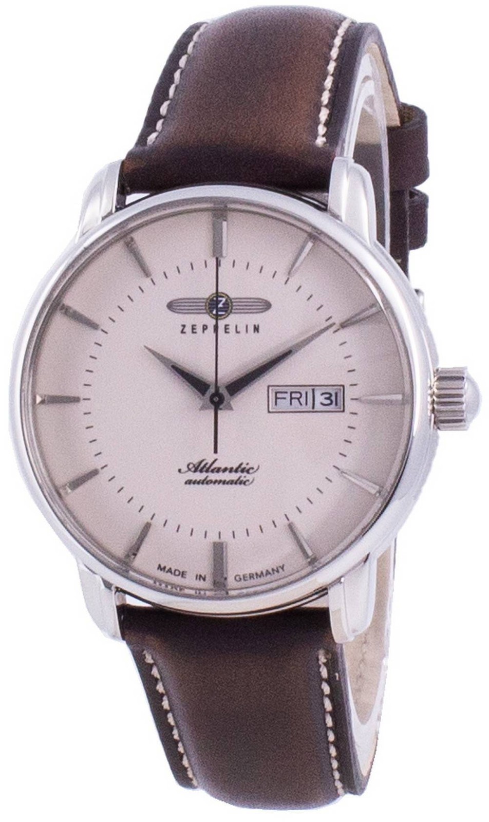 Zeppelin Atlantik Beige Dial Leather Strap Automatic 84665 Mens Watch