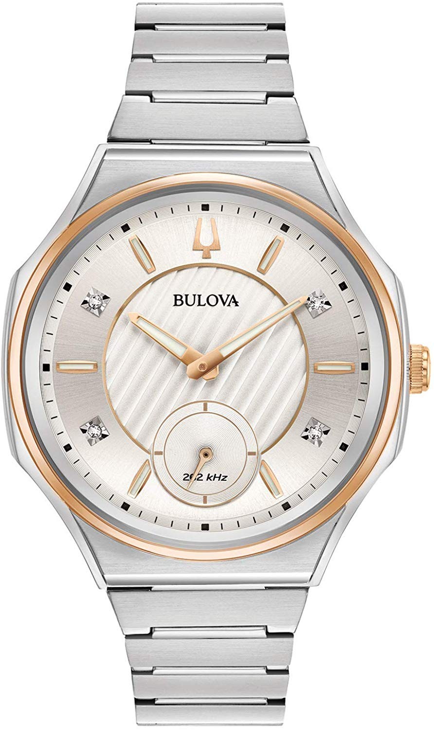NUOVA Orologio Bulova Donne Argento Curv 98P182