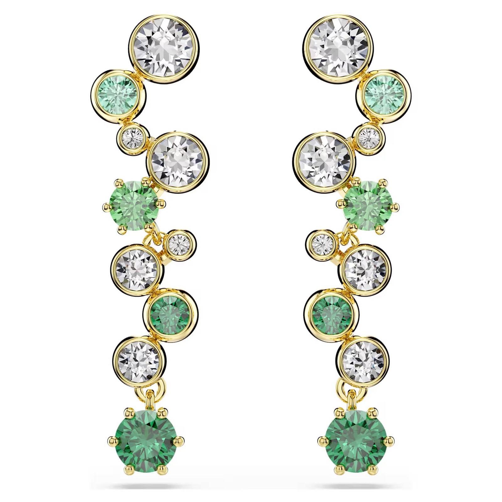 Orecchini Swarovski Constella Pendenti Verdi 5732248 Earrings Cristalli Dorato