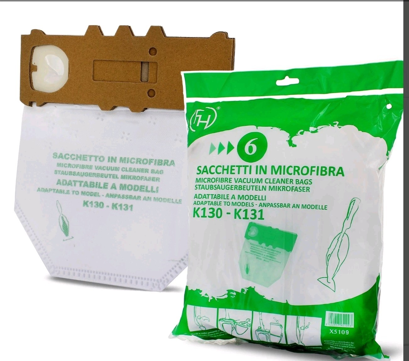12 SACCHETTI FOLLETTO VK 130/131  IN MICROFIBRA ALTA QUALITÀ DIVERSI DA ALTRI.