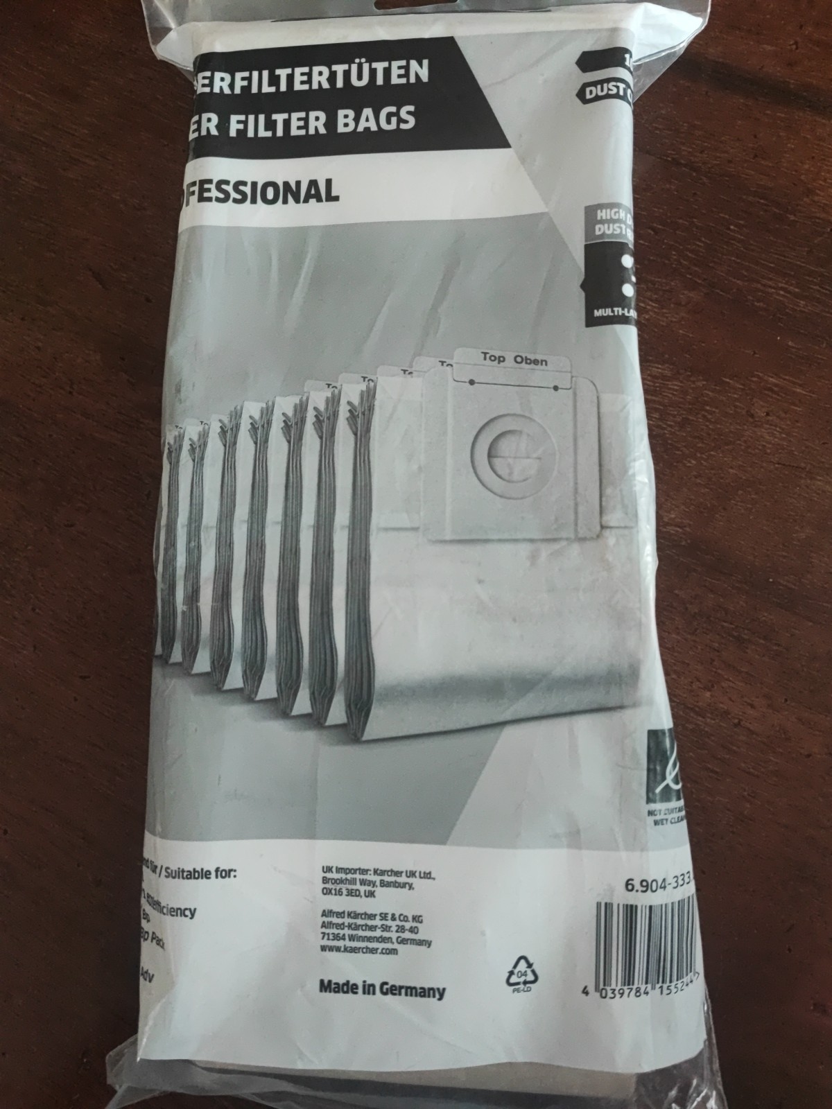 KÄRCHER SACCHETTI FILTRO IN CARTA 10 PEZZI originale T7/1 T9/1 T10/1 6.904-333.0