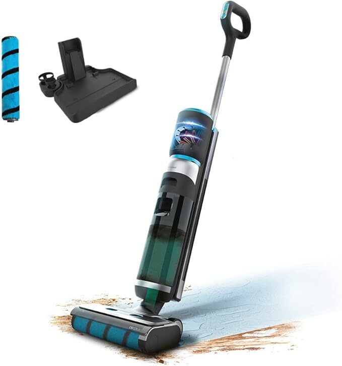 Cecotec Scopa a Vapore Lavapavimenti 200 Watt Nero 05863 FreeGo Wash&Vacuum