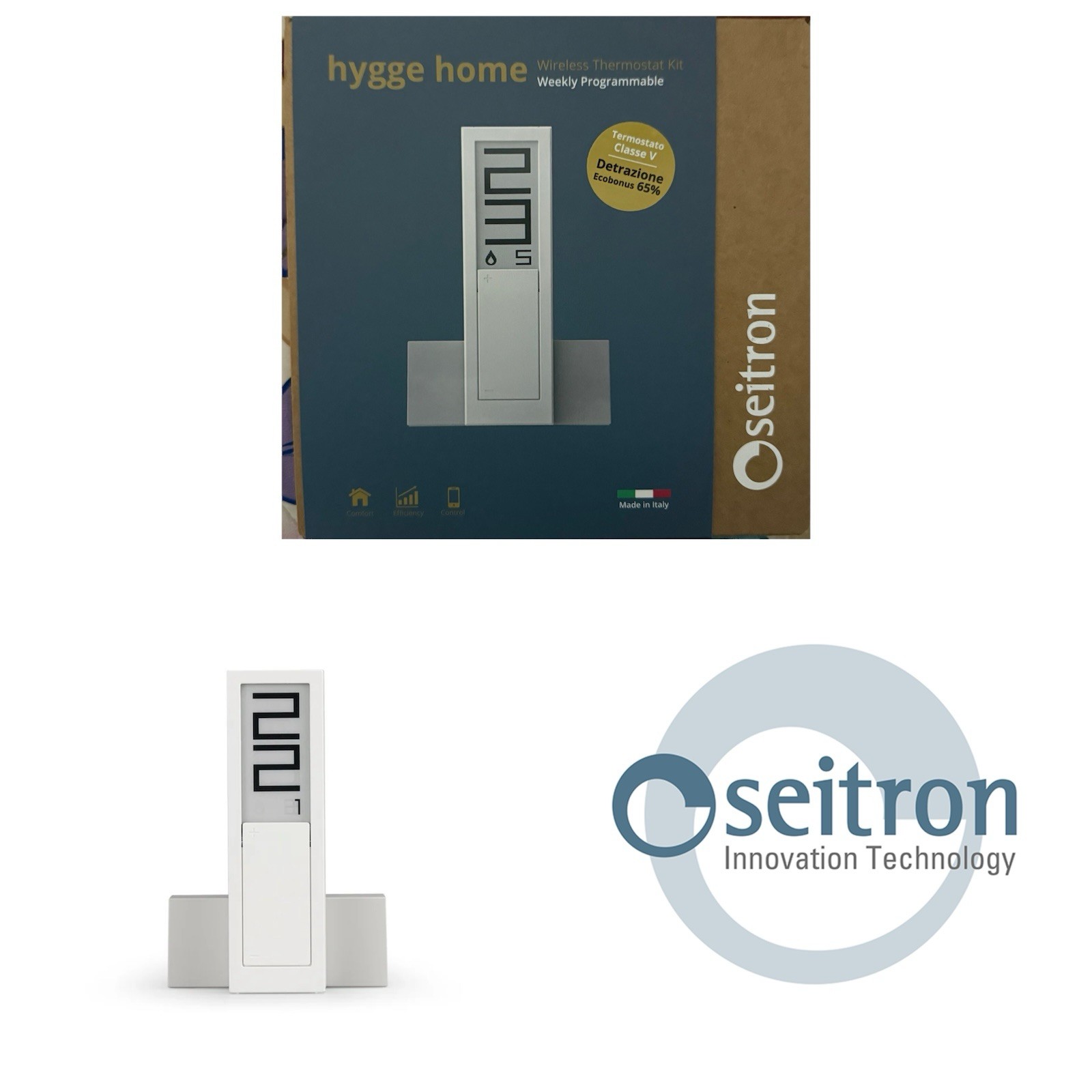 Seitron Hygge Kit Classe 5: Cronotermostato Wi-Fi a batteria KTY003