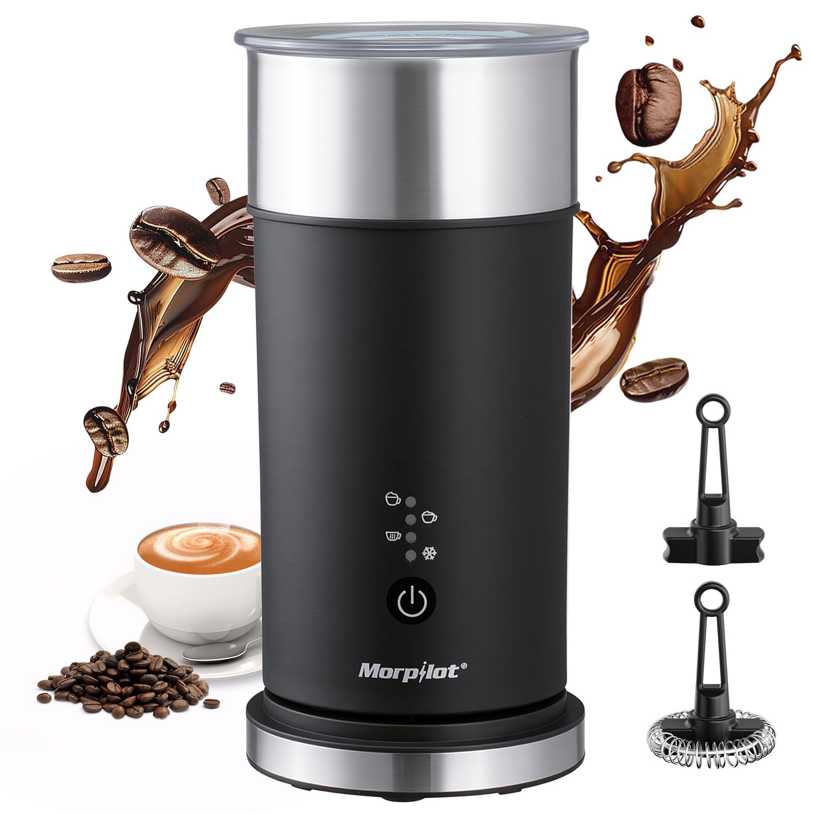 Montalatte Elettrico, Morpilot Milk Frother, 4 in 1 Funzione, Capacità Massima 1
