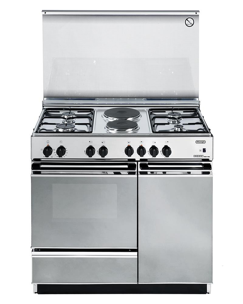 DE LONGHI SEX8542NEDM CUCINA 86X50 4FUOCHI+2 ELETTRICI COPERCHIO METALLO INOX A