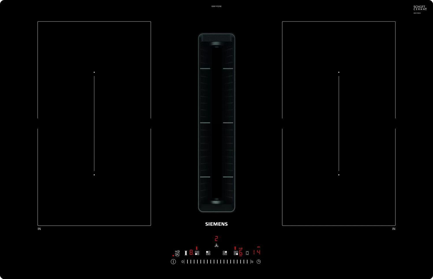 Siemens Piano Cottura 4 Fuochi Induzione Cappa Integrata 80 cm Nero ED811FQ15E
