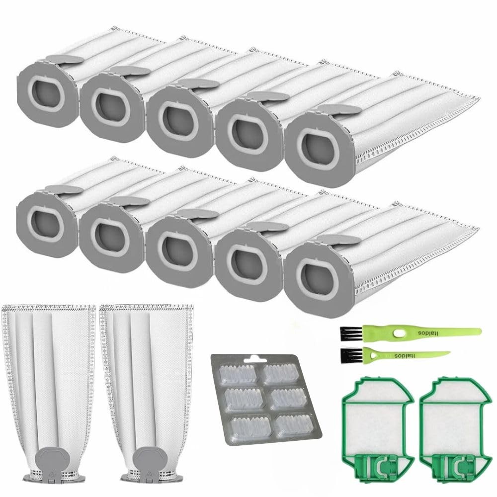 KIT - 12 Sacchetti Folletto Compatibili Vk7s Vk7 Fp7s Fp7 + 2 Filtro Motore + 2