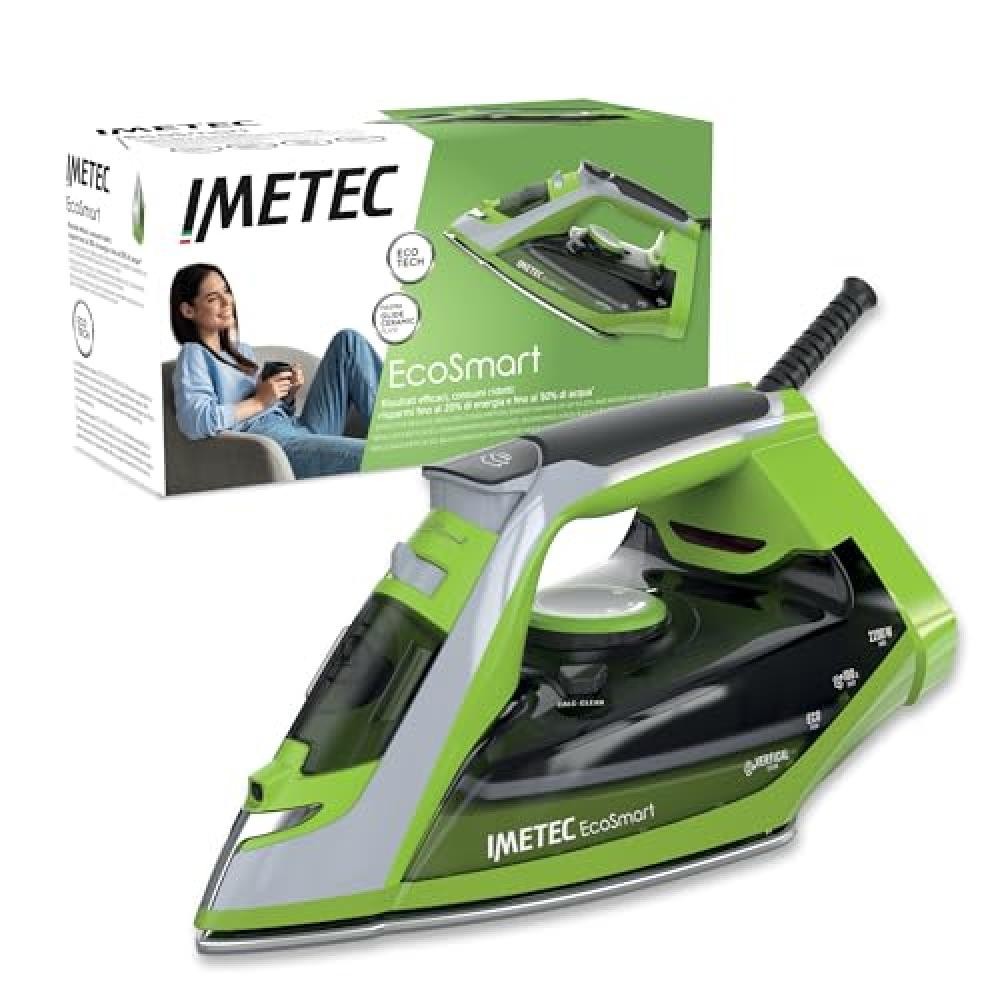 Imetec EcoSmart, Ferro da stiro a vapore, Eco Technology, piastra Glide Ceramic