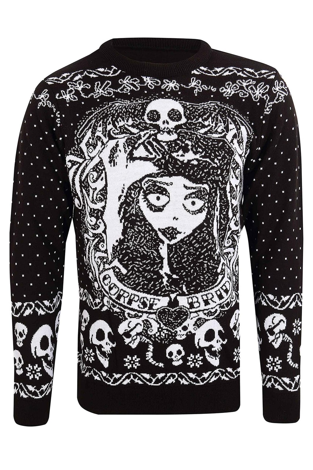Heroes Inc. Corpse Bride Christmas Jumper Sposa Skulls Nuovo Ufficiale Unisex Ug