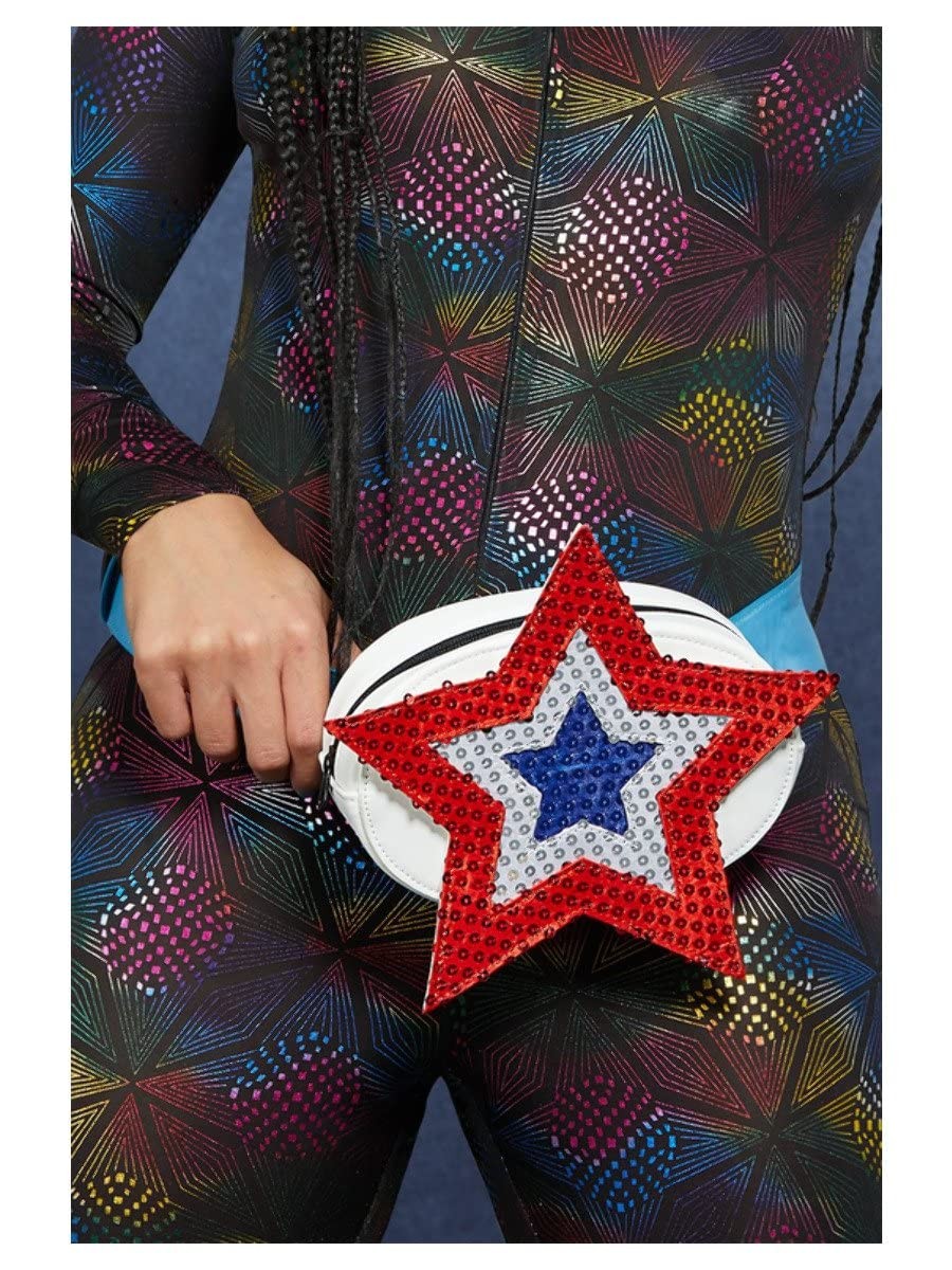 Smiffys Fever Americana Sequin Star Bum Bag, Blue