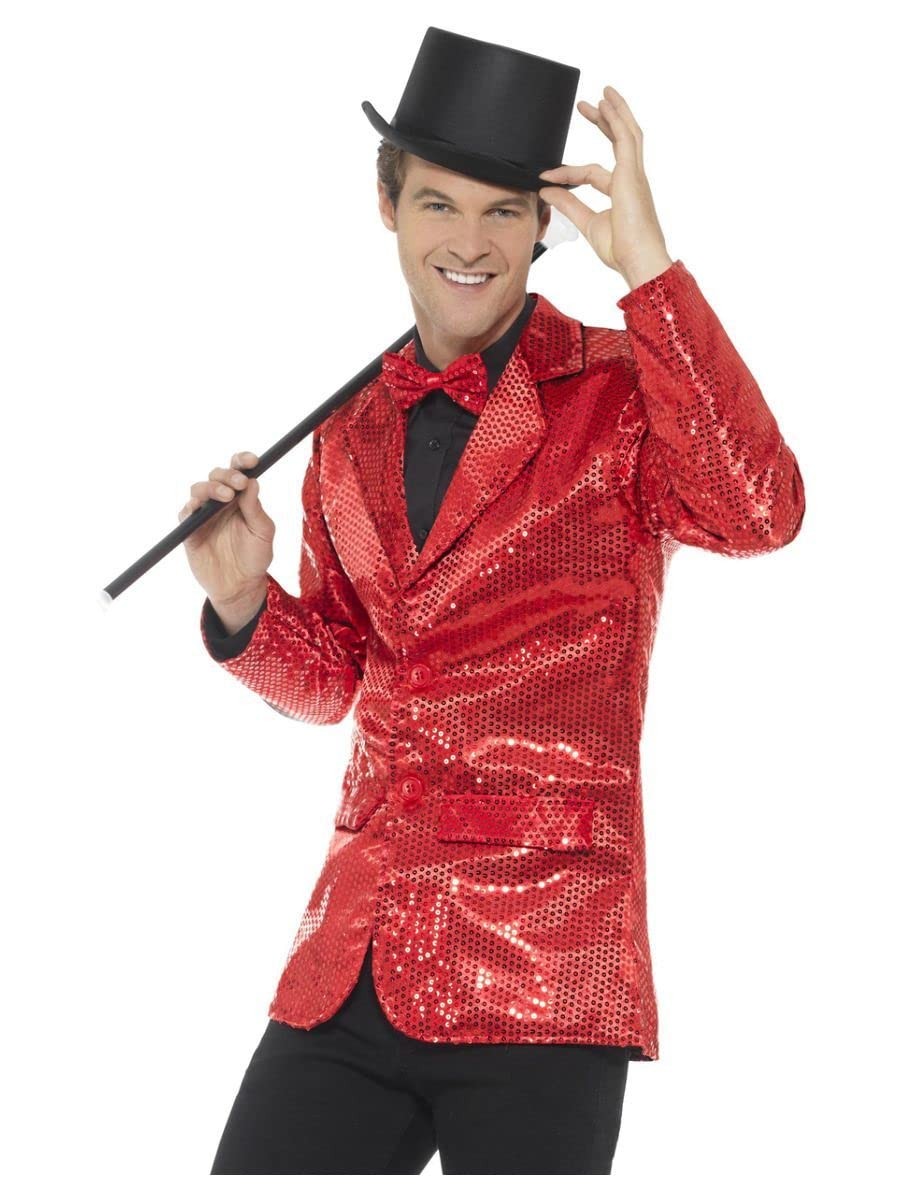Smiffys Sequin Jacket, Mens, Red (Size XL)