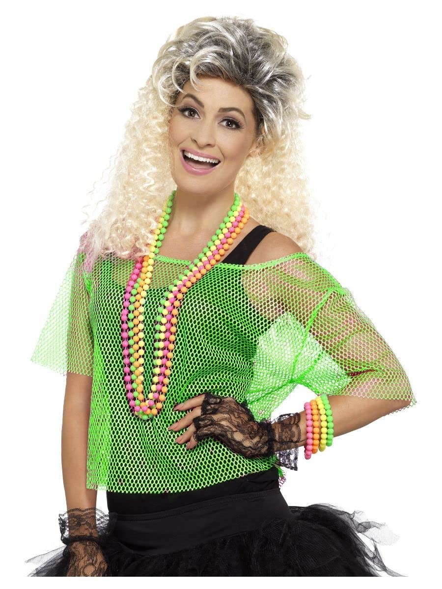 Smiffys Fishnet Top, Neon Green (Size L-X1)