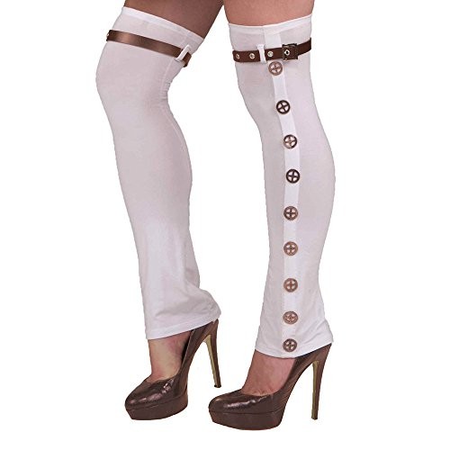 Bristol Novelty BA781 Steampunk Buckle Spats, Mens, White, One Size