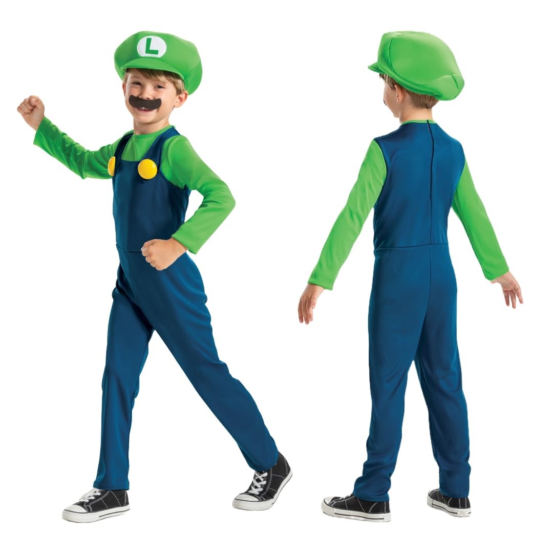 DISGUISE Official Nintendo Luigi Costume Kids includes Luigi Hat, Luigi Fancy Dr