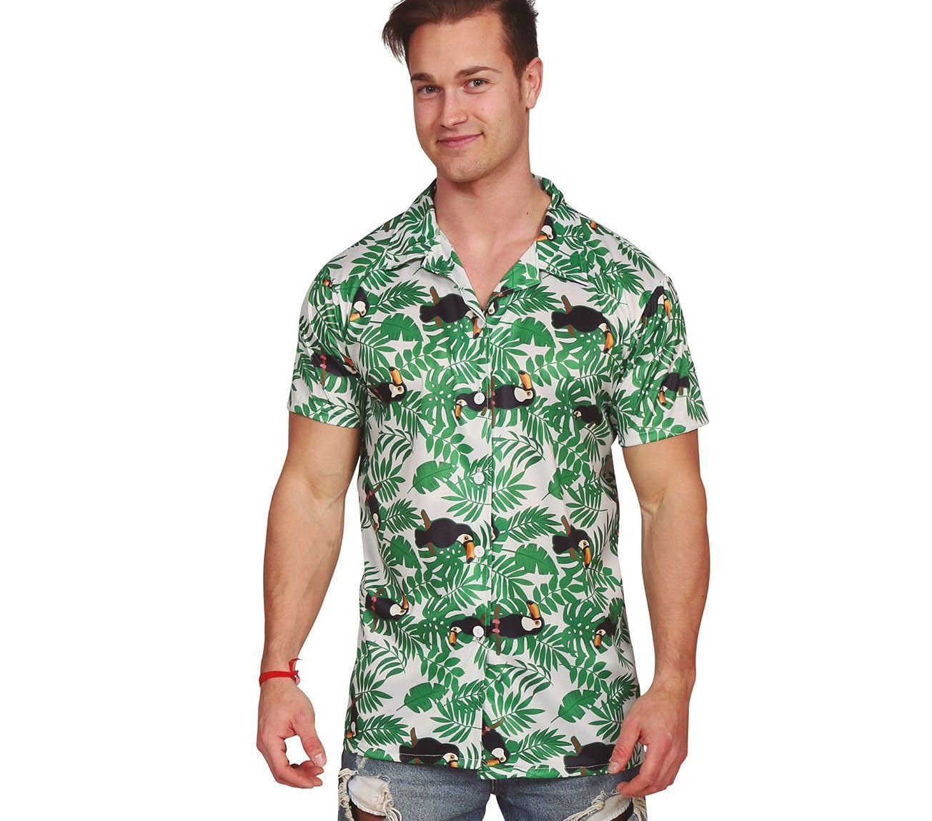 GUIRCA CAMICIA HAWAIANA CON PALME, ADULTO, 52 – 54 (L)